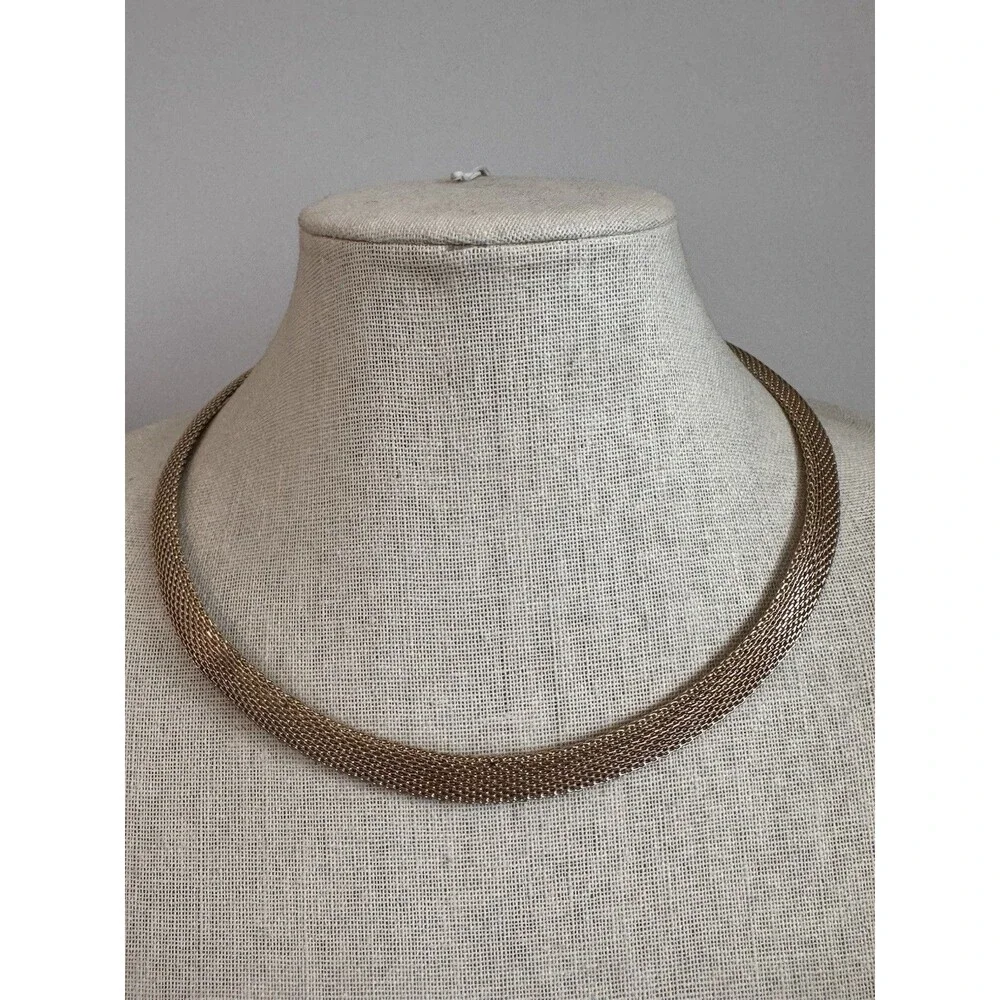 Gold Tone Mesh Collar Necklace Minimalist